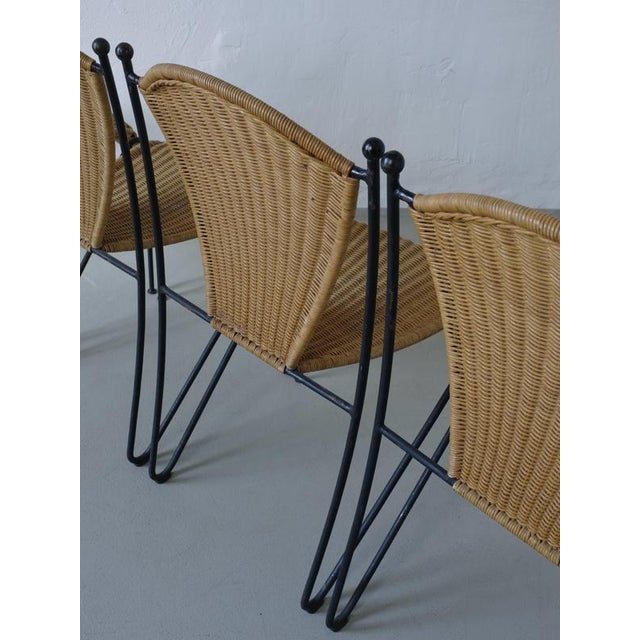Wicker and Iron Chairs from Frederick Weinberg, 1960s, Set of 4 For Sale - Image 5 of 7
