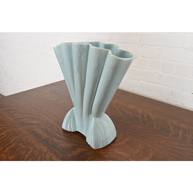 Mid-Century Modern Vintage Art Deco Glazed Ceramic American Art Pottery Gladiola Vase by Brush McCoy For Sale - Image 3 of 12