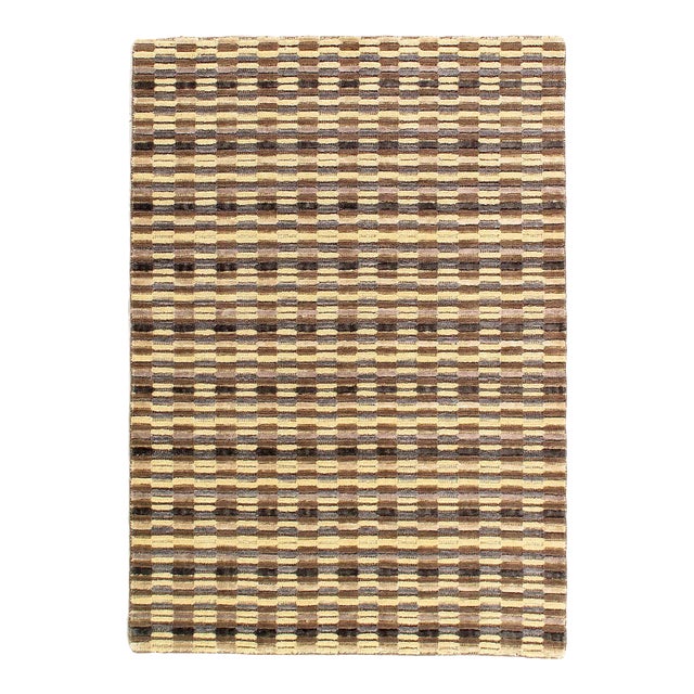Pasargad DC Modern Earth-Tone Hand-Made Bamboo Silk Indo Rug For Sale