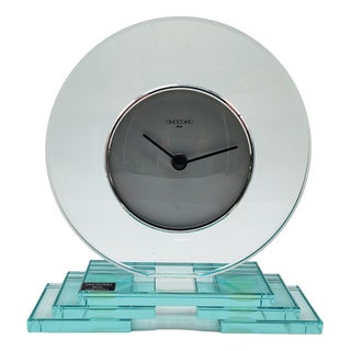Vintage Crystal Table Clock by Omodomo, 1970s For Sale