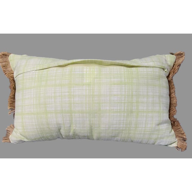 Textile Embroidered Floral Spring Garden Linen Fringe Lumbar Pillow For Sale - Image 7 of 12
