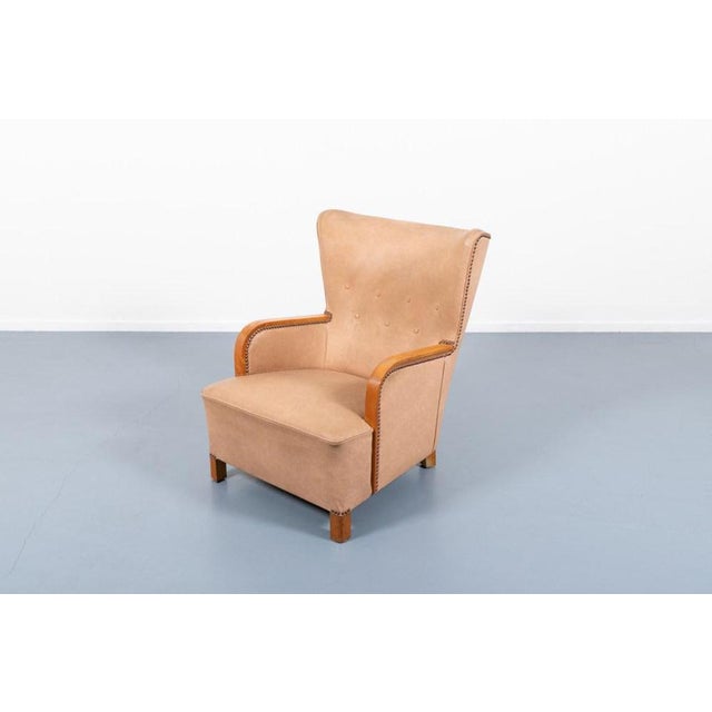 Beige Mid-Century Lounge Armchair, Sweden, 1950s For Sale - Image 8 of 12