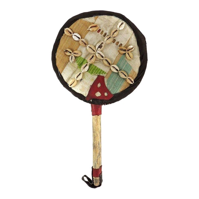 Early 20th Century Yoruba Beaded Fan with Cowrie Shells Nigeria For Sale