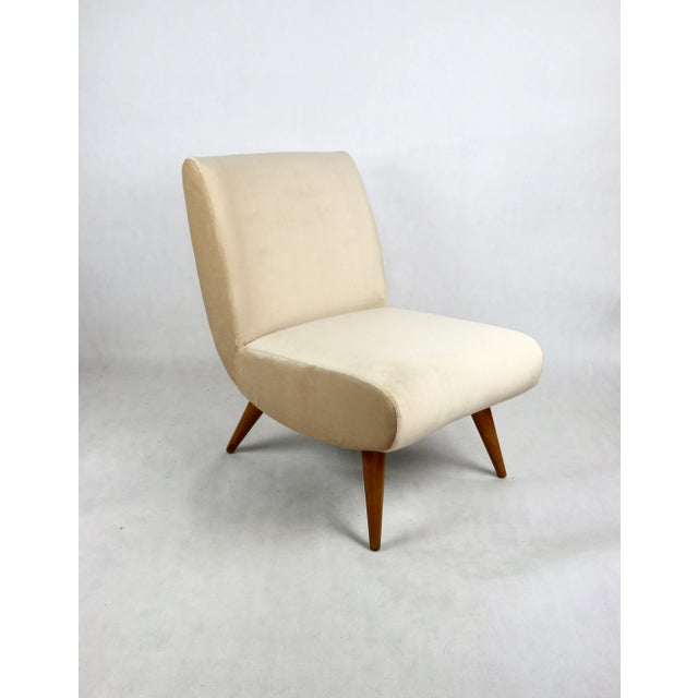 Vintage Lounge Chair in Champagne Beige Velvet, 1970s For Sale - Image 9 of 13