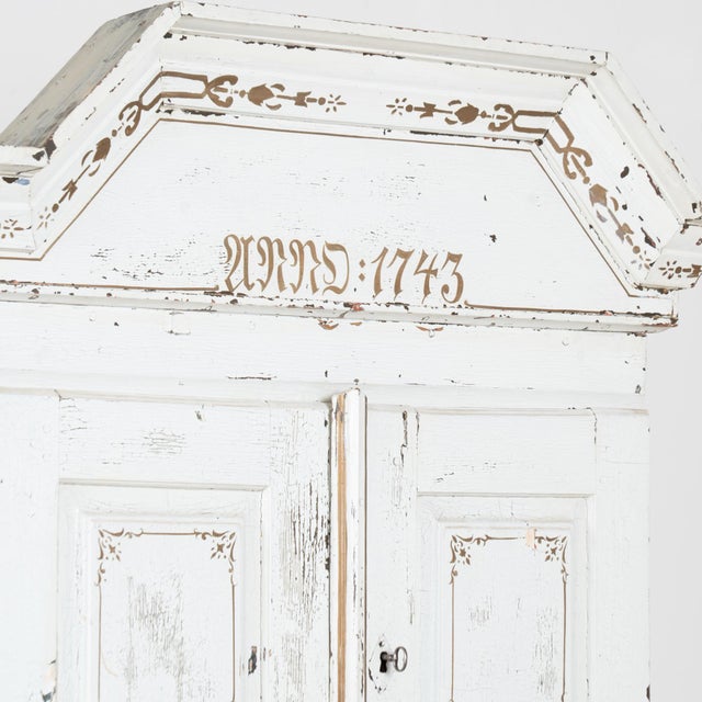 Early 19th Century 19th Century Swedish Pine Cabinet With Original White Paint For Sale - Image 5 of 15