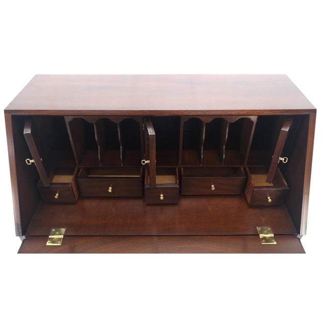 Mahogany Block Front Drop Desk Secretary Bracket Foot 4 Drawers Dresser For Sale - Image 9 of 12