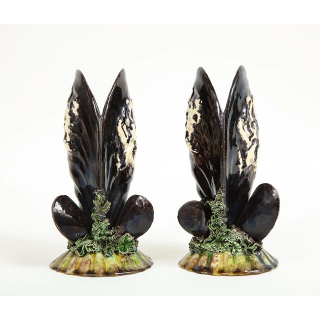 Mid-Century Modern Portuguese Majolica Mussels Spill Vases - a Pair For Sale - Image 3 of 10