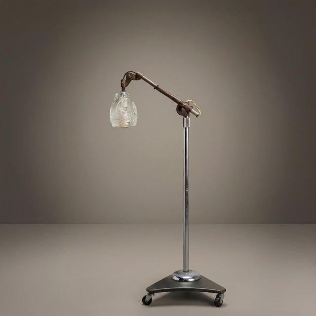 Industrial Industrial Adjustable Floor Lamp With Blown Glass Shade by Jason Wein For Sale - Image 3 of 7