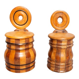 Two Dutch Mahogany and Satinwood Match Safes For Sale