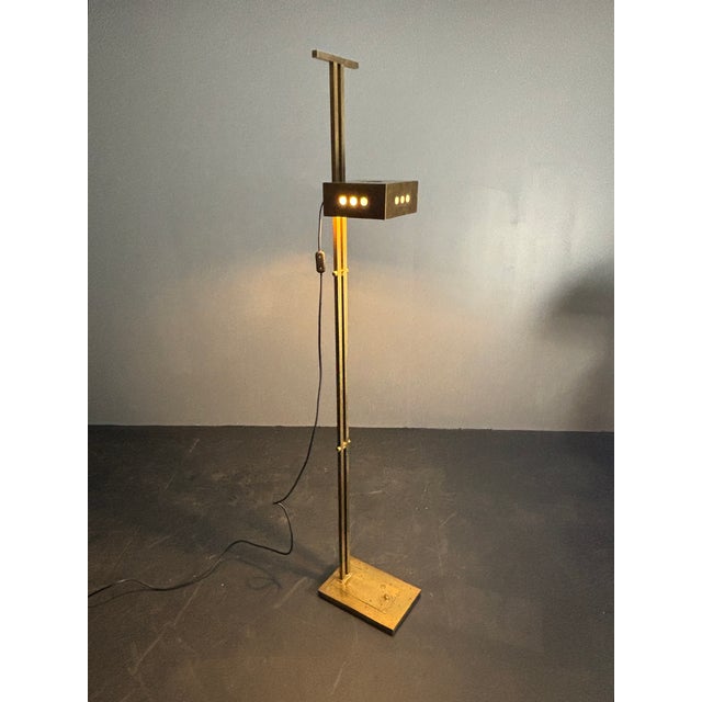 Art Deco Bauhaus Brass Adjustable Floor Lamp in the style of Marcel Breuer, 1980s For Sale - Image 9 of 18