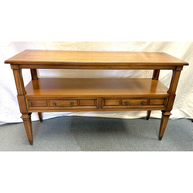 Mid-Century Modern Vintage 1970's Hekman Console Table With Two Drawers For Sale - Image 3 of 18