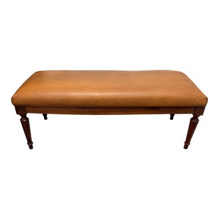 Mid 20th Century Mid Century Modern Rosewood Long Bench With Ostrich Leather Seat For Sale
