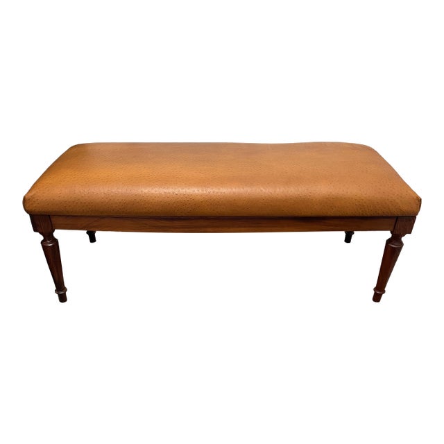 Mid 20th Century Mid Century Modern Rosewood Long Bench With Ostrich Leather Seat For Sale