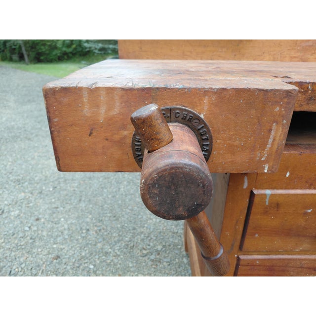 Antique C. Christiansen Workbench Kitchen Island Industrial Work Table For Sale - Image 11 of 13