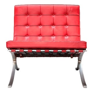 Knoll Barcelona Chair in Red Volo Leather by Ludwig Mies van der Rohe for Knoll Inc. / Knoll International, 2010s For Sale