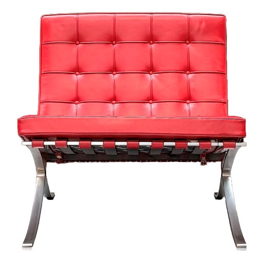 Knoll Barcelona Chair in Red Volo Leather by Ludwig Mies van der Rohe for Knoll Inc. / Knoll International, 2010s For Sale