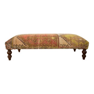 Vintage Oushak Rug Ottoman Table For Sale
