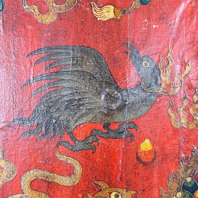 Tibetan Hand-Painted Monastery Door Panel, 1890s For Sale - Image 5 of 18
