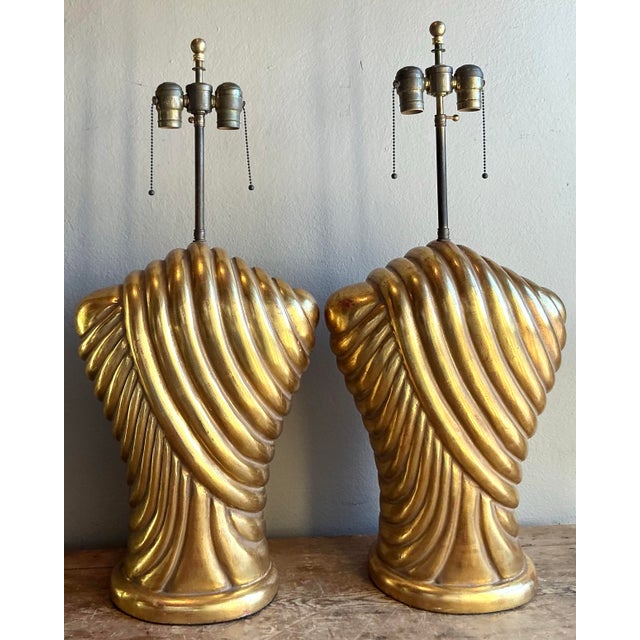 Vintage Boho Gilt Wood Swag Torso Lamps - A Pair For Sale - Image 10 of 12