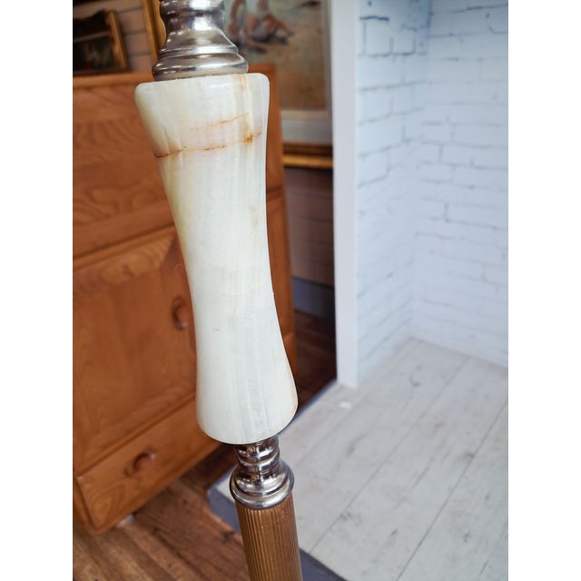 Vintage Art Deco Floor Lamp in Onyx with Brass Stand, 1930s For Sale - Image 15 of 18