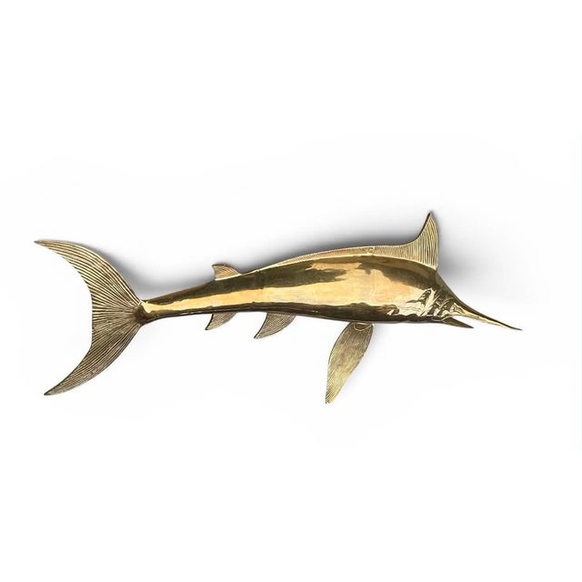 Brass 1970's Solid Brass Marlin Wall Decor For Sale - Image 8 of 17