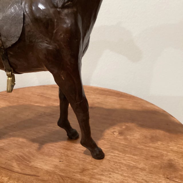Mid 20th Century Hand Crafted Leather Wrapped Chestnut Horse Statue/Sculpture With Saddle and Stirrups For Sale - Image 9 of 13
