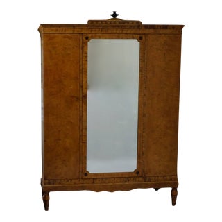 19th Century Biedermeier Satin Birch Wardrobe For Sale