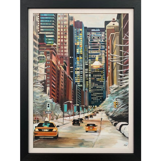 Angela Wakefield, Painting of New York City Taxis in Winter Snow by Contemporary British Artist, 2020 For Sale - Image 13 of 13