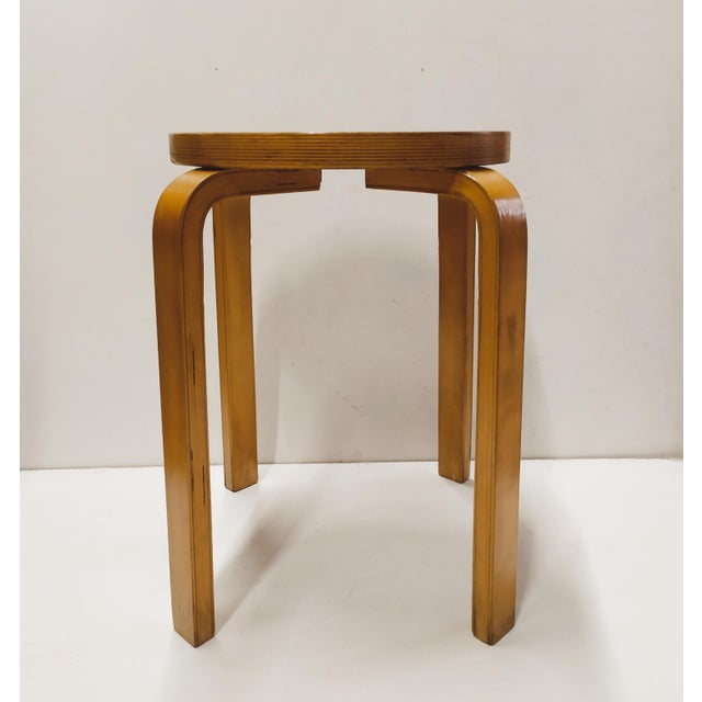 This Alvar Aalto stool Is attributed for form and style. No label and mark. Small signs of use and age. Polished with...