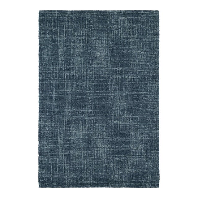 Dash & Albert by Annie Selke Crosshatch Denim Micro Hooked Wool Rug, 4' x 6' For Sale