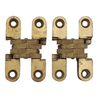 Pair of Brass Invisible Concealed Cabinet Hinges For Sale