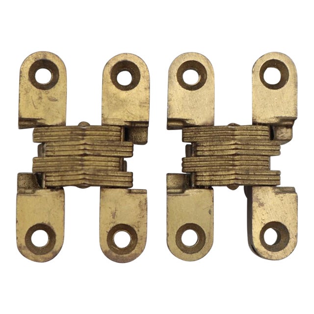 Pair of Brass Invisible Concealed Cabinet Hinges For Sale