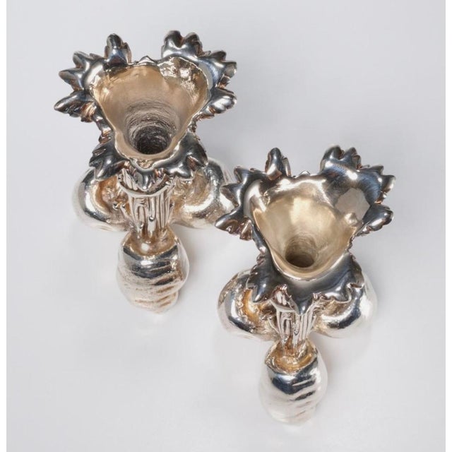 1980s Pair Vintage Christofle Silver-Plate Radish Bud Vases | French Art Nouveau Style For Sale - Image 5 of 9