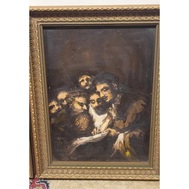 Wood Pair Vintage Oil Paintings After Francisco Goya For Sale - Image 7 of 8