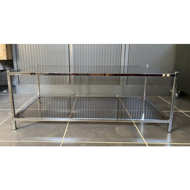 Vintage Bauhaus Coffee Table with Double Glass and Chrome Top, 1970s For Sale - Image 6 of 18