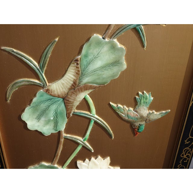 Vintage Oriental Asian Gold Four Panel Screens - Set of 4 For Sale - Image 11 of 13