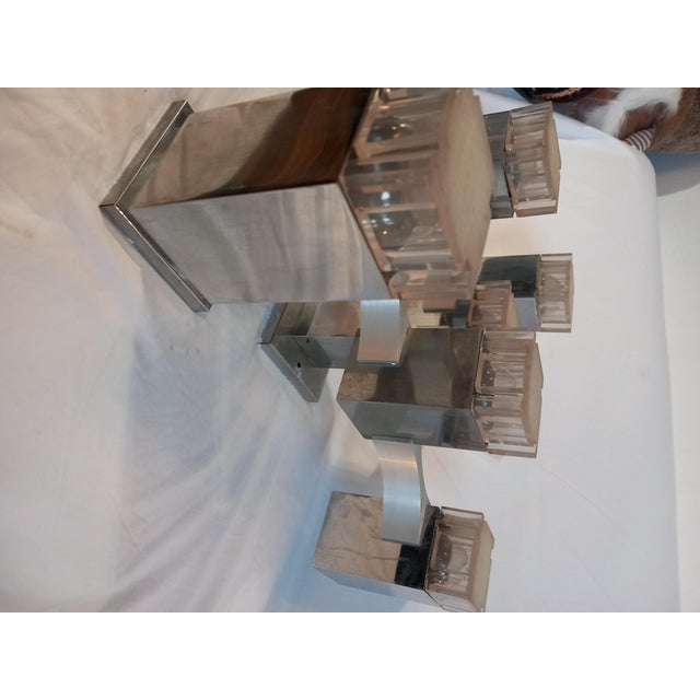 Italian Ceiling Light in Cubic Chrome Metal and Acrylic Glass by Gaetano Sciolari, 1970s For Sale - Image 9 of 16
