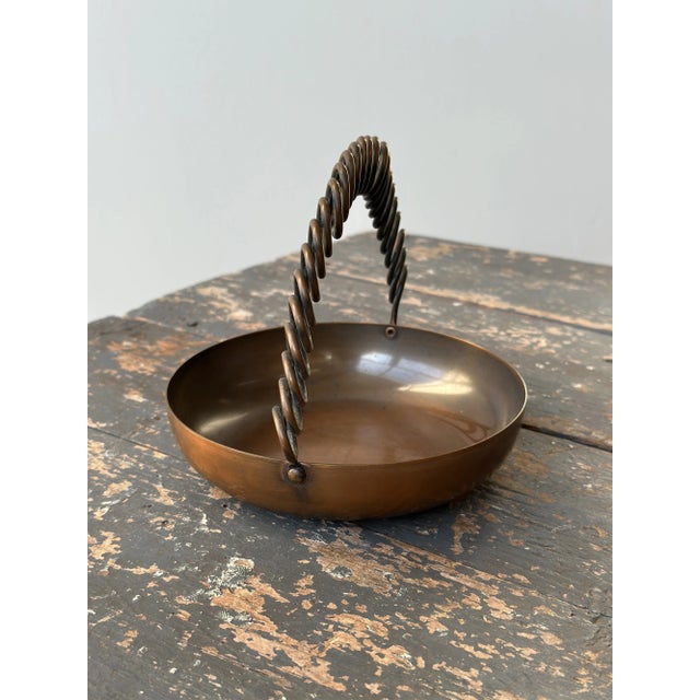 Copper Vintage Modernist Sculptural Hand Wrought Copper Vessel With Handle by Frank Rebajes, Circa 1940s-50s For Sale - Image 8 of 11