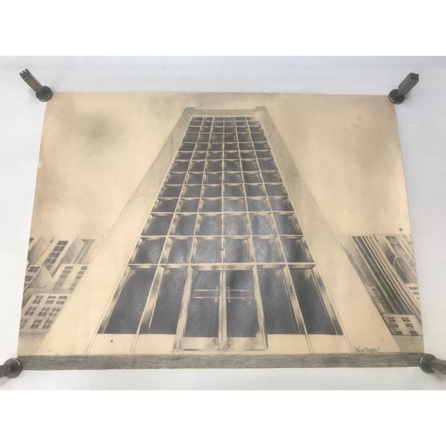 Mid-Century Modern 1970s Modern Architectural Pencil Drawing For Sale - Image 3 of 11