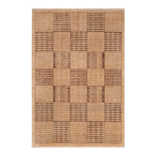Shabby Chic Gabbeh Beige/Tan Wool Rug - 6'0'' X 8'9'' For Sale
