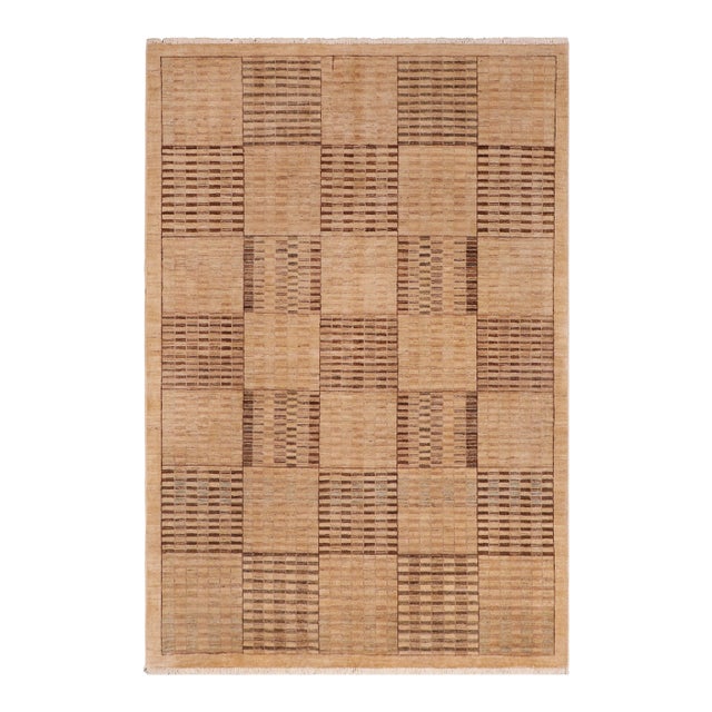 Shabby Chic Gabbeh Beige/Tan Wool Rug - 6'0'' X 8'9'' For Sale
