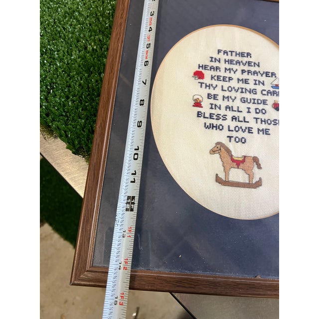 Children's Vintage Framed Children's Needlepoint Prayer For Sale - Image 3 of 7