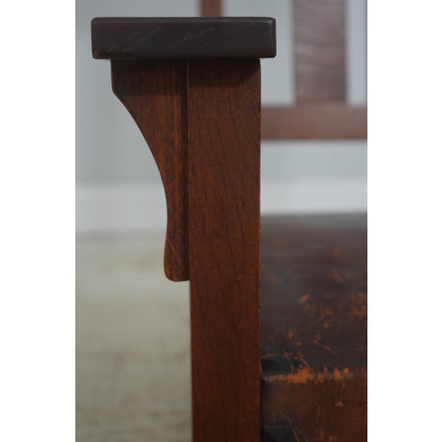 Stickley Antique Mission Style Oak Leather Seat Rocking Chair For Sale - Image 12 of 18