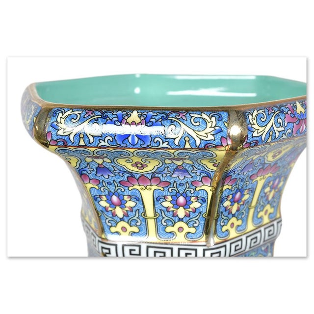 Asian Polychrome Porcelain Vase For Sale - Image 5 of 7