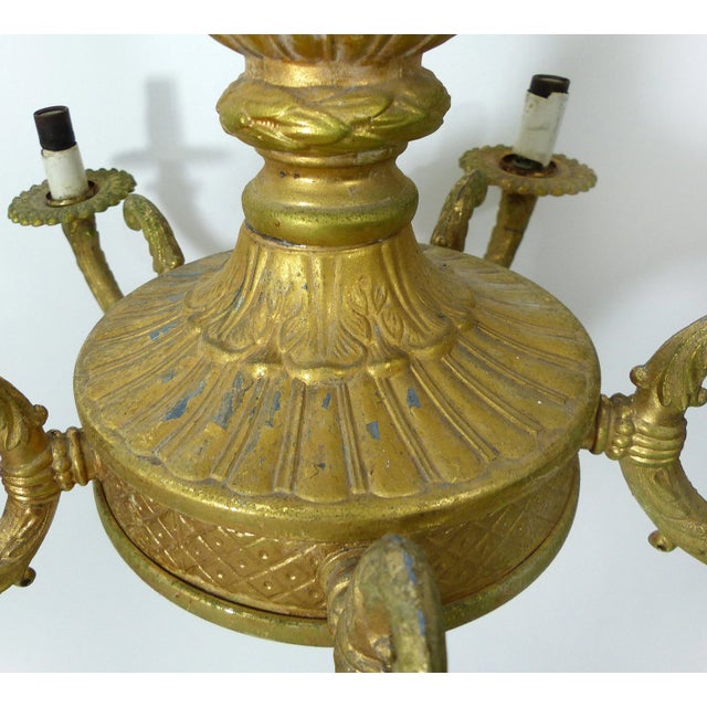 1940s Vintage Gold - Fished Metal Chandelier For Sale - Image 5 of 8