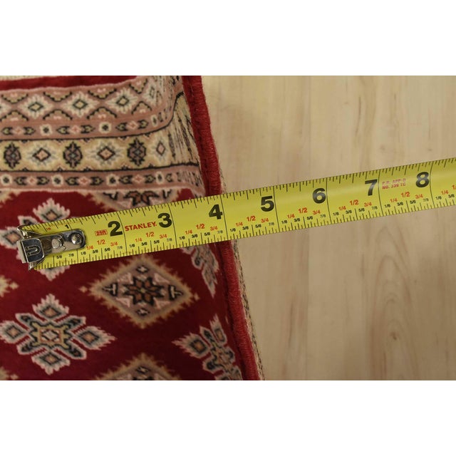 Bokhara Jaldar Rug 2’7” X 4’3” Red Wool Tribal Hand-Knotted Oriental Carpet For Sale - Image 9 of 11