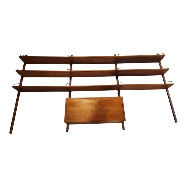 1960s Mid Century High Teak Wall Unit Shelving Attributed to Poul Cadovius For Sale