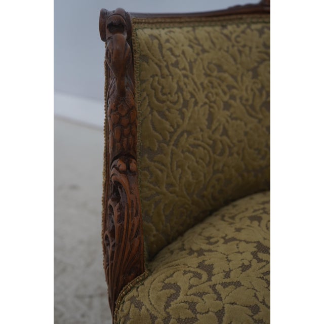 Pair French Louis XV Wide Seat Swan Carved Frame Occasional Chairs For Sale - Image 14 of 18