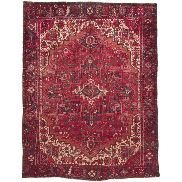 Mid 20th Century Vintage Persian Heriz Rug, 10'02 X 13'04 For Sale - Image 10 of 10
