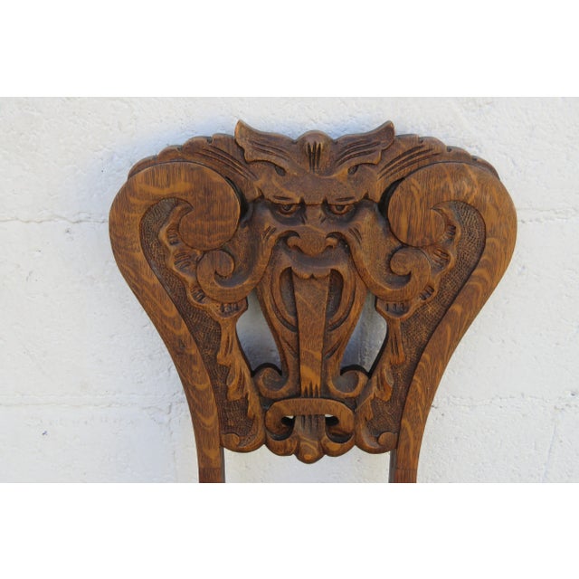 Michigan Chair Co Early 1880s Gothic Carved Side Accent Desk Chair 6123 For Sale - Image 10 of 11